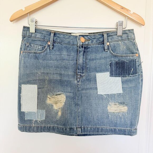 RACHEL Rachel Roy Dresses & Skirts - RACHEL Rachel Roy Patchwork Distressed Denim Mini Skirt - Size 26
